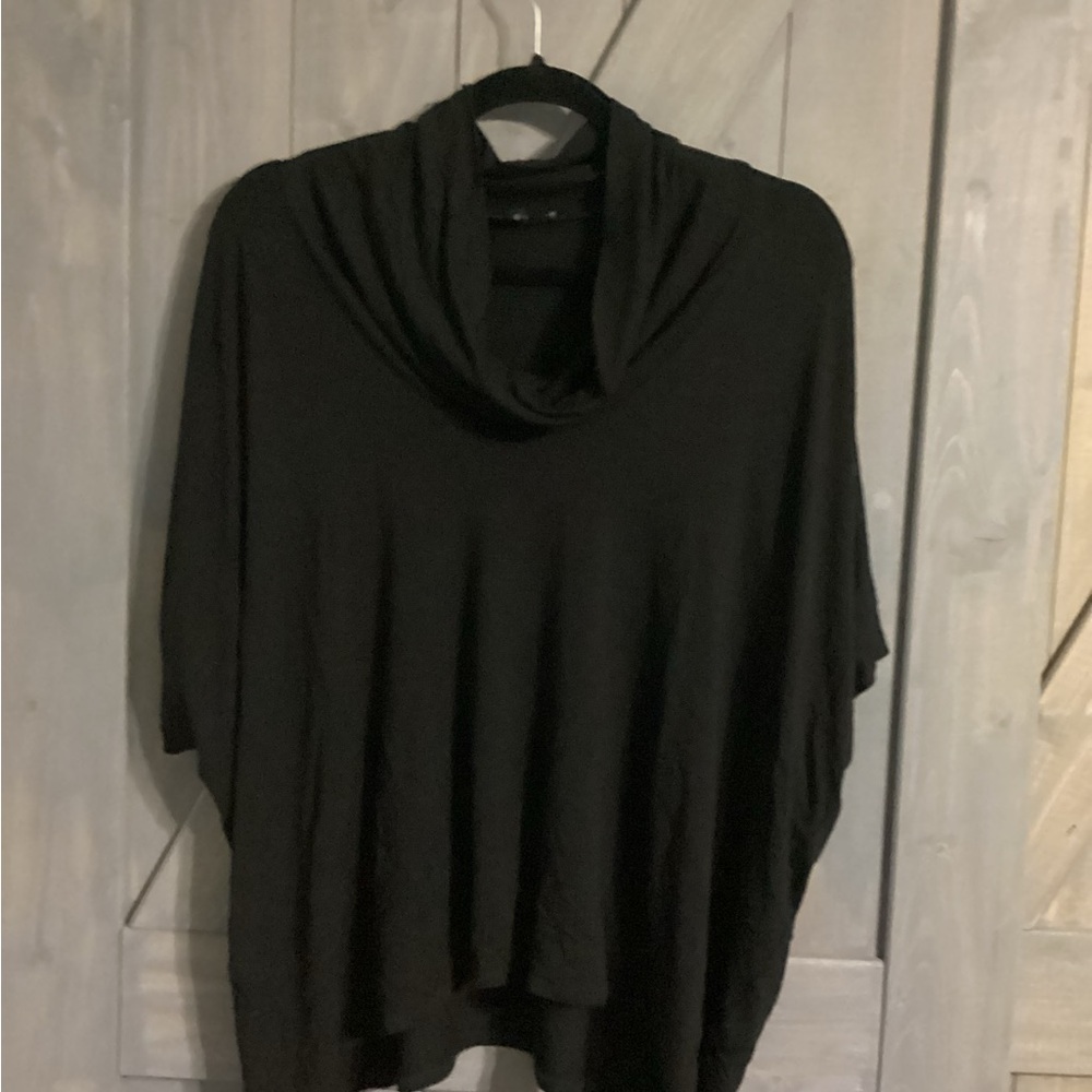 Eileen Fisher Black Draped Cowl Neck Dolman Sleeve Blouse